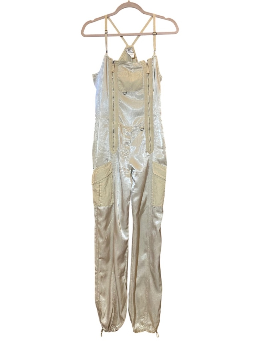 VTG Biscote Seymour Metallic Cargo Jumpsuit • Y2K Archival Cyber Gorpcore S NWOT